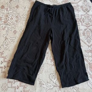 Jessica Simpson Black Textured Drawstring Wide-Leg Pants